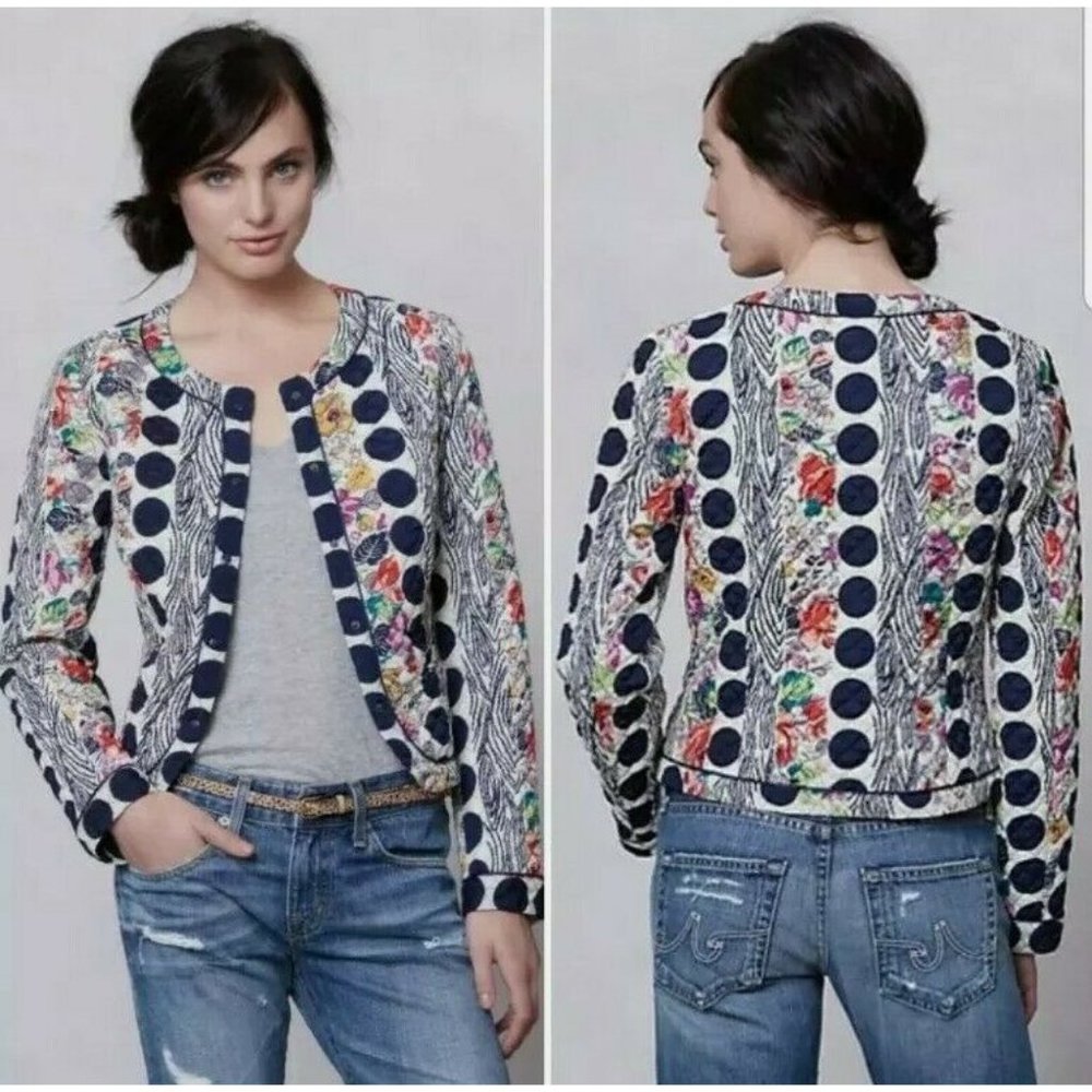 Anthropologie Isani 12 Salta Floral Dot Quilted Jacket Multicolor Boho Snaps